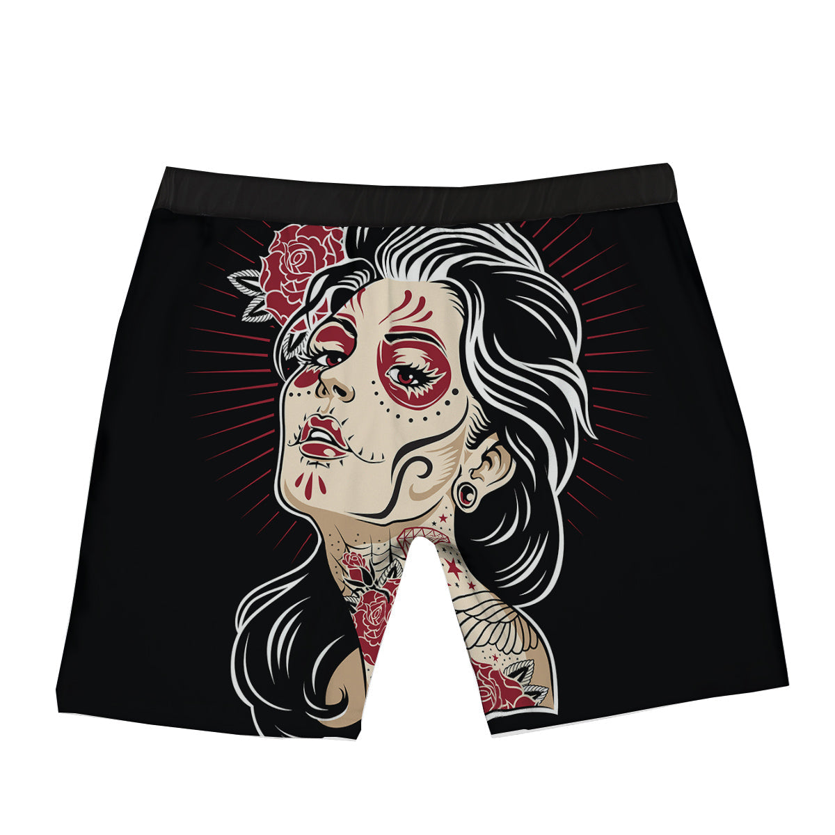 Day of The Dead Calavera Girl Print Boxer Briefs-grizzshop