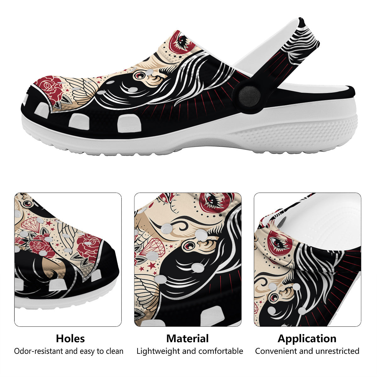 Day of The Dead Calavera Girl Print Clog-grizzshop