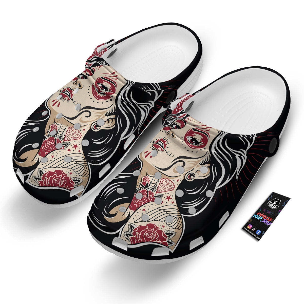 Day of The Dead Calavera Girl Print Clog-grizzshop