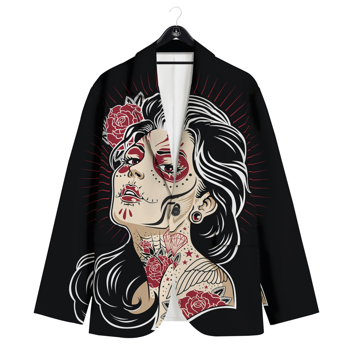 Day of The Dead Calavera Girl Print Men's Sport Coat-grizzshop