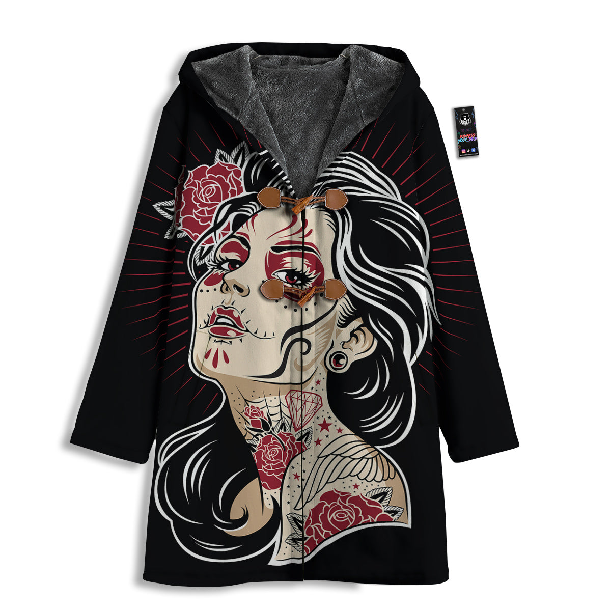 Day of The Dead Calavera Girl Print Men's Windbreaker Jacket-grizzshop