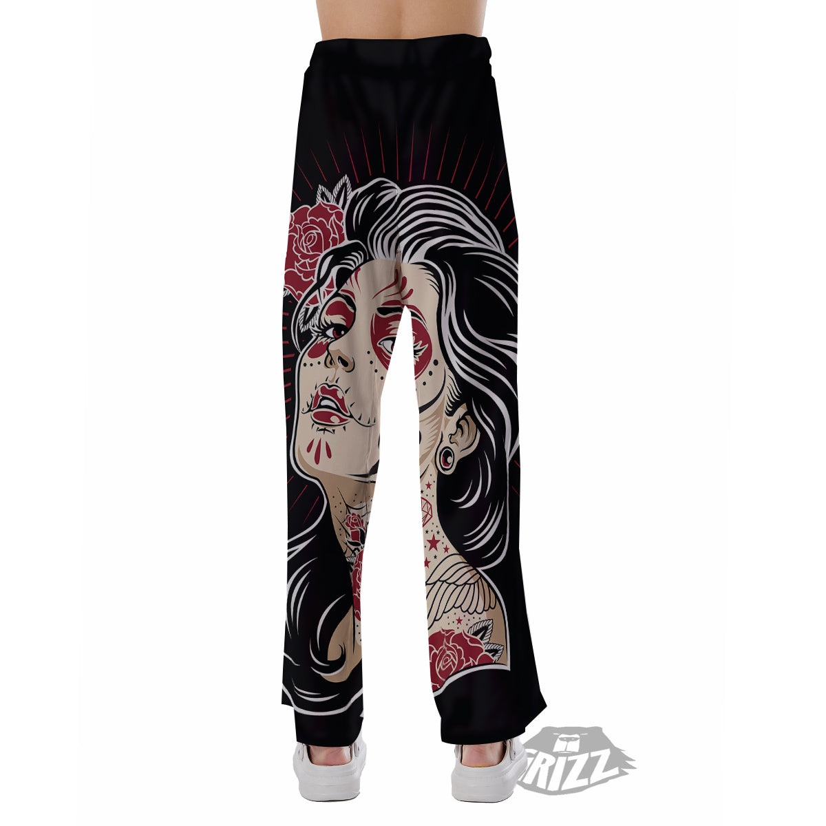 Day of The Dead Calavera Girl Print Pajama Pants-grizzshop