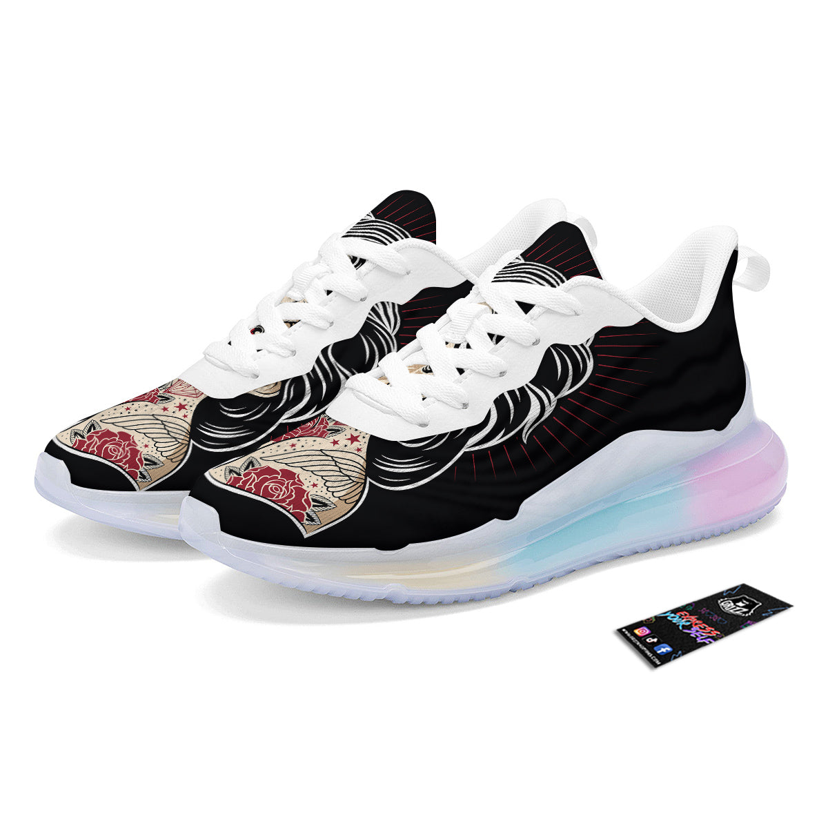 Day of The Dead Calavera Girl Print Running Sneakers-grizzshop