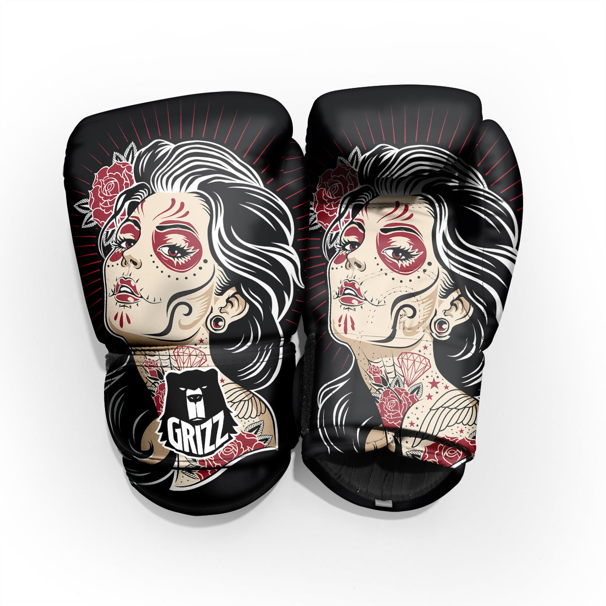 Day of The Dead Calavera Girl Print Pro Boxing Glove