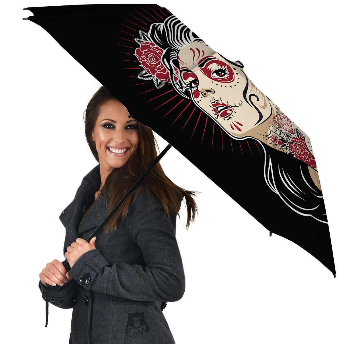 Day of The Dead Calavera Girl Print Umbrella-grizzshop