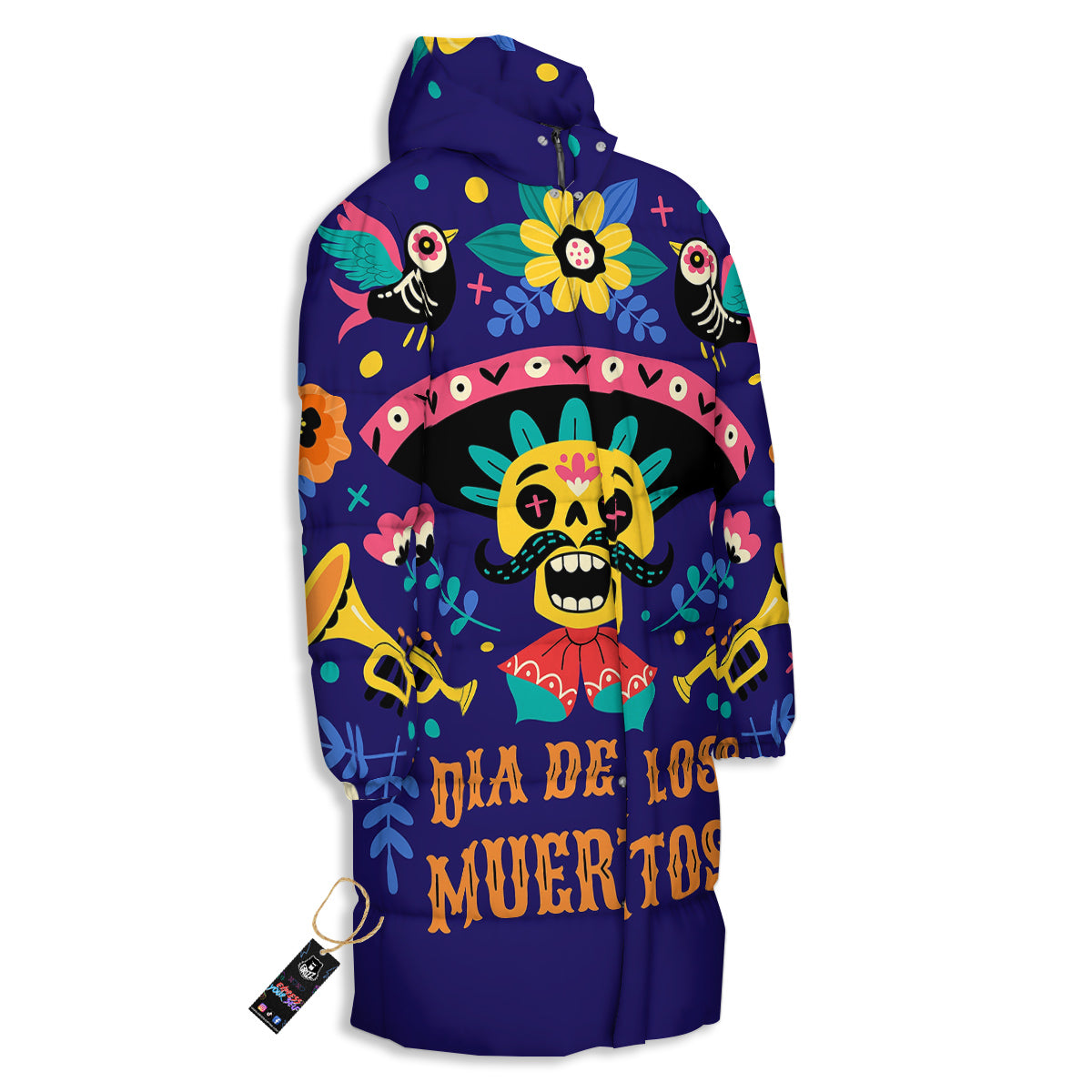 Day Of The Dead Cinco de Mayo Print Long Down Jacket