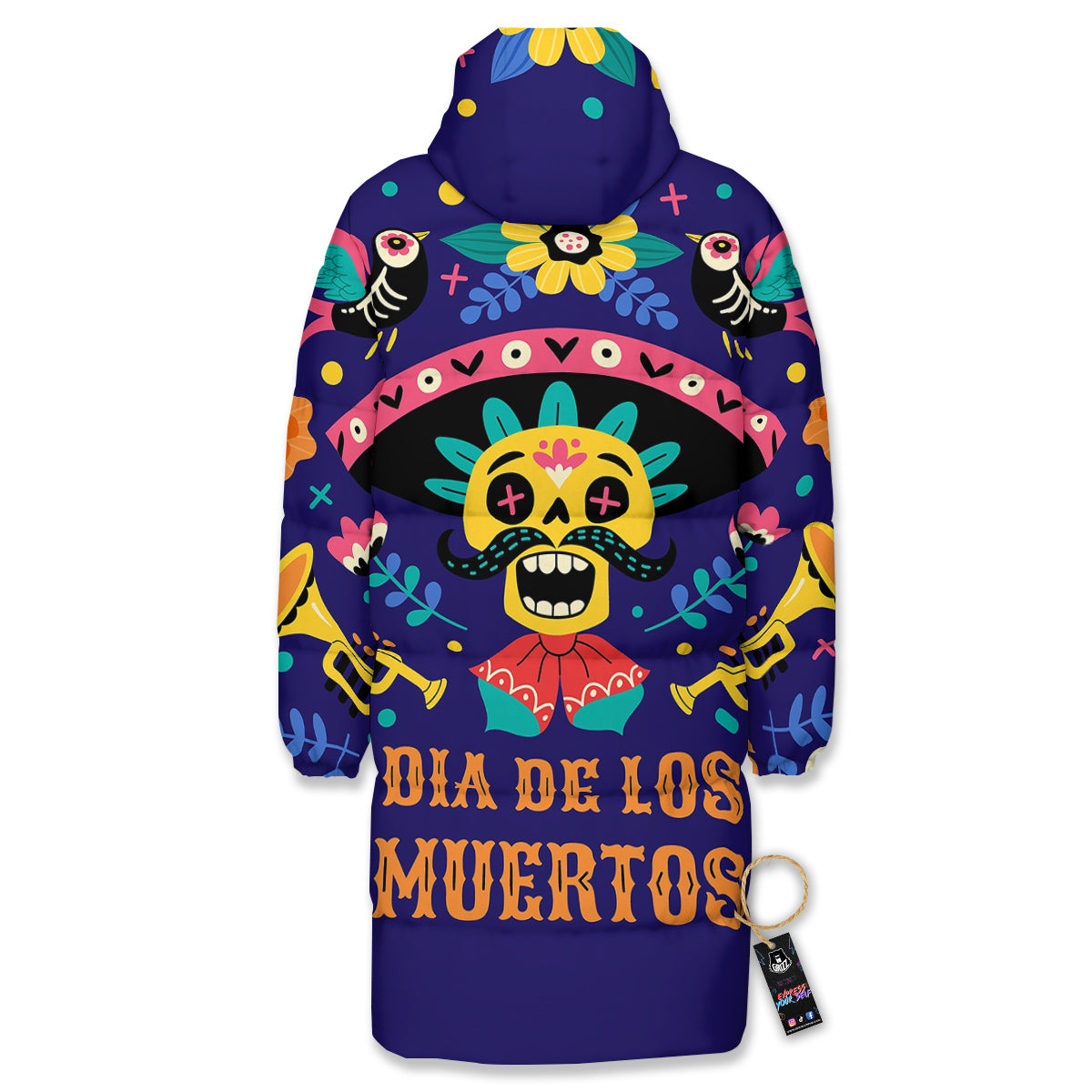 Day Of The Dead Cinco de Mayo Print Long Down Jacket