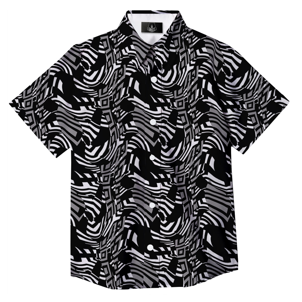Dazzle Abstract Print Pattern Button Up Shirt-grizzshop