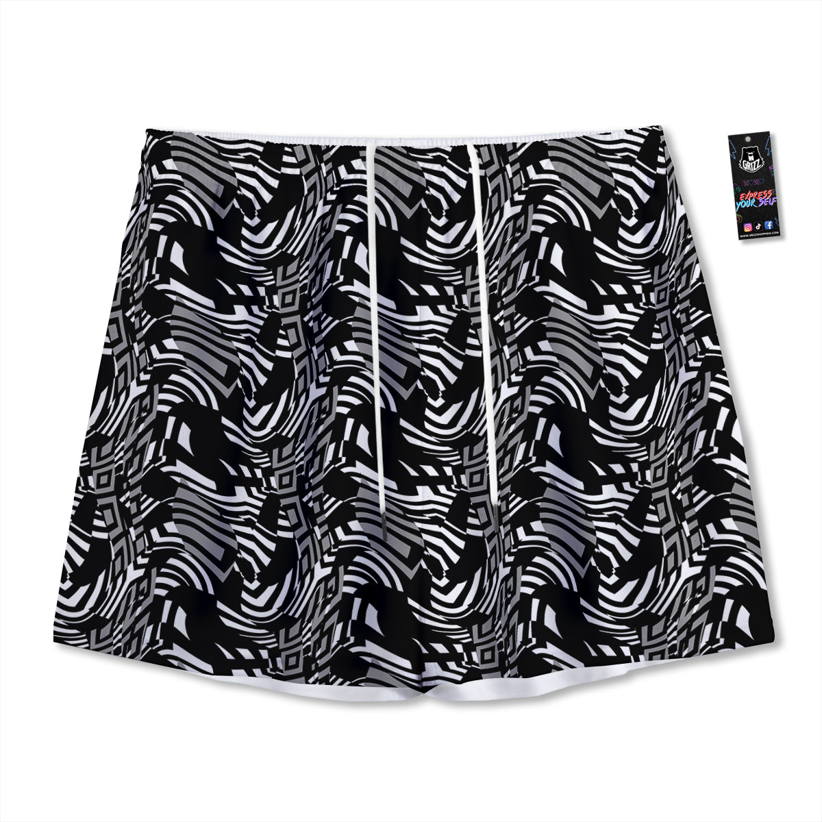 Dazzle Abstract Print Pattern Mesh Shorts-grizzshop