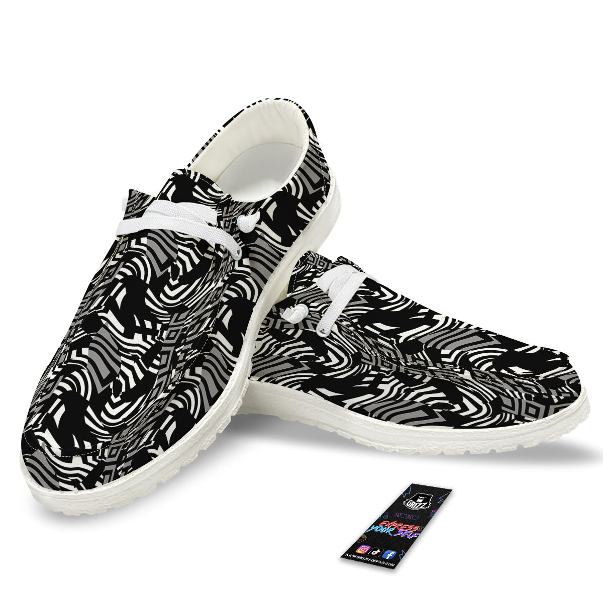 Dazzle Abstract Print Pattern White Loafers-grizzshop