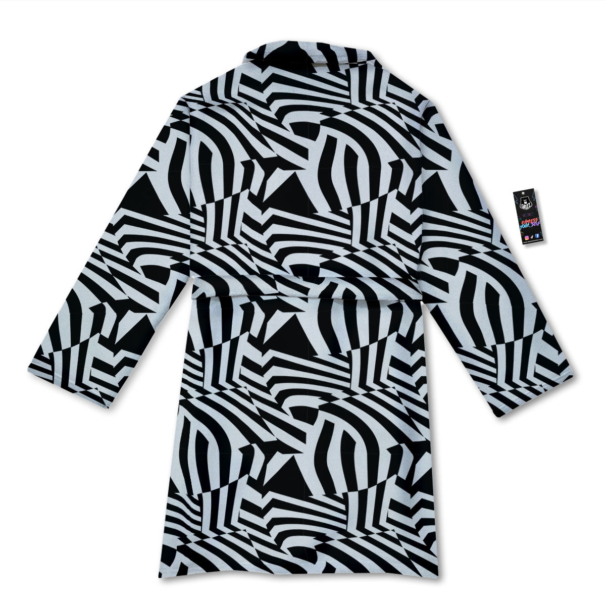 Dazzle White And Black Print Pattern Bathrobe-grizzshop