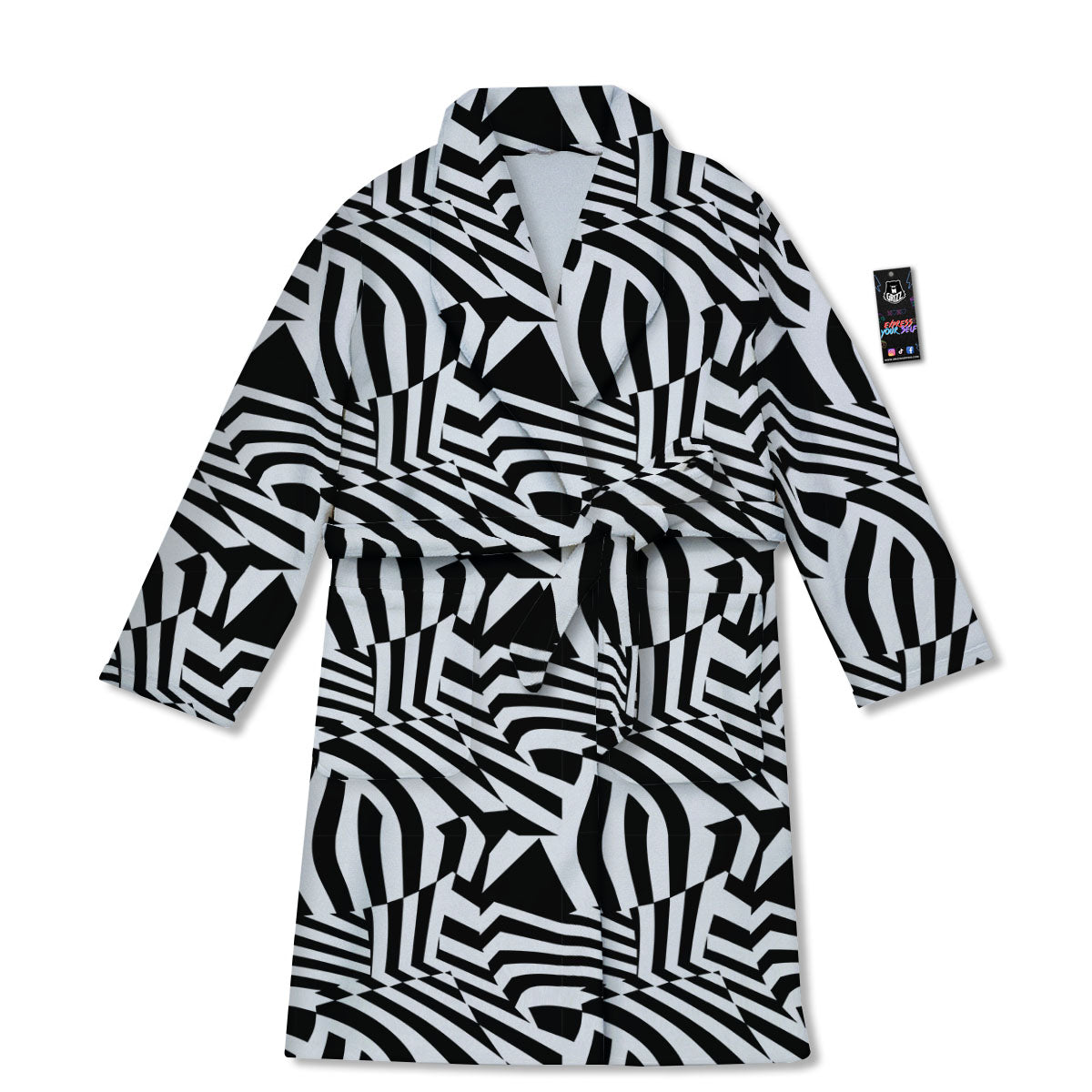 Dazzle White And Black Print Pattern Bathrobe-grizzshop