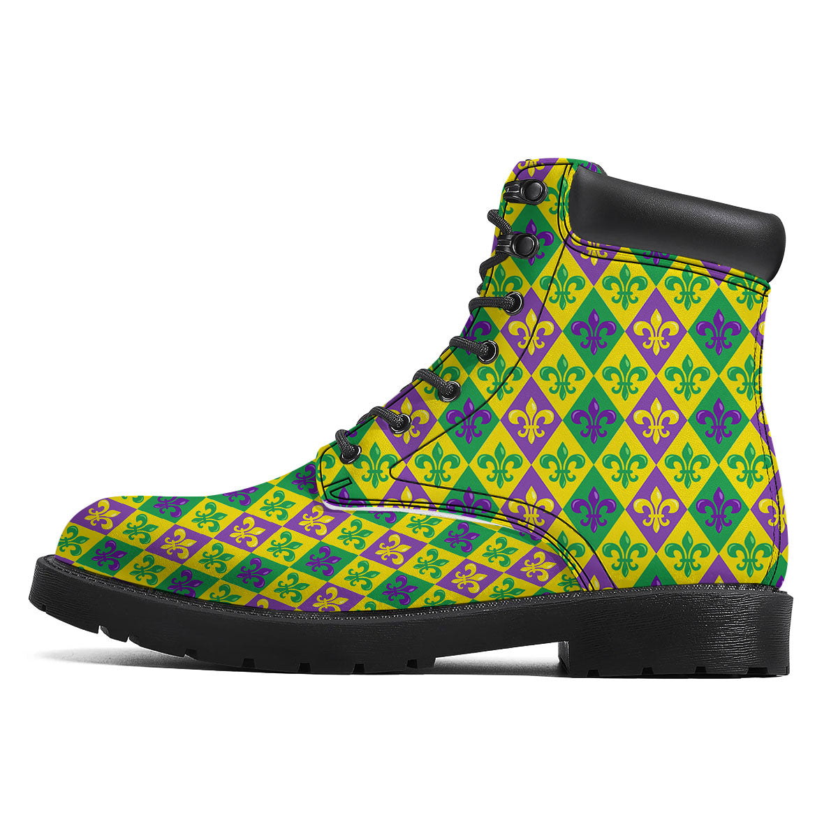 De Lis Mardi Gras Print Pattern Boots-grizzshop