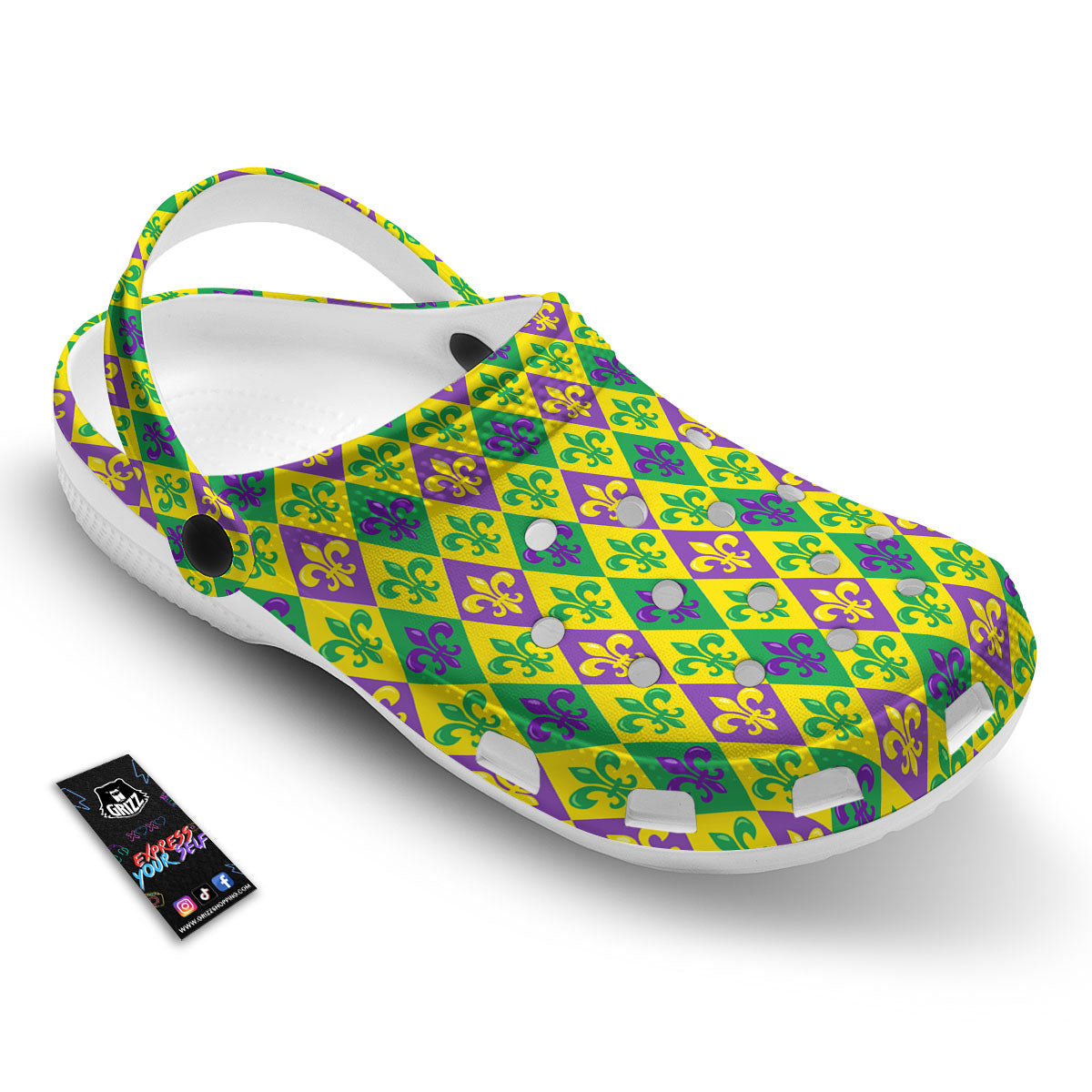 De Lis Mardi Gras Print Pattern Clog-grizzshop