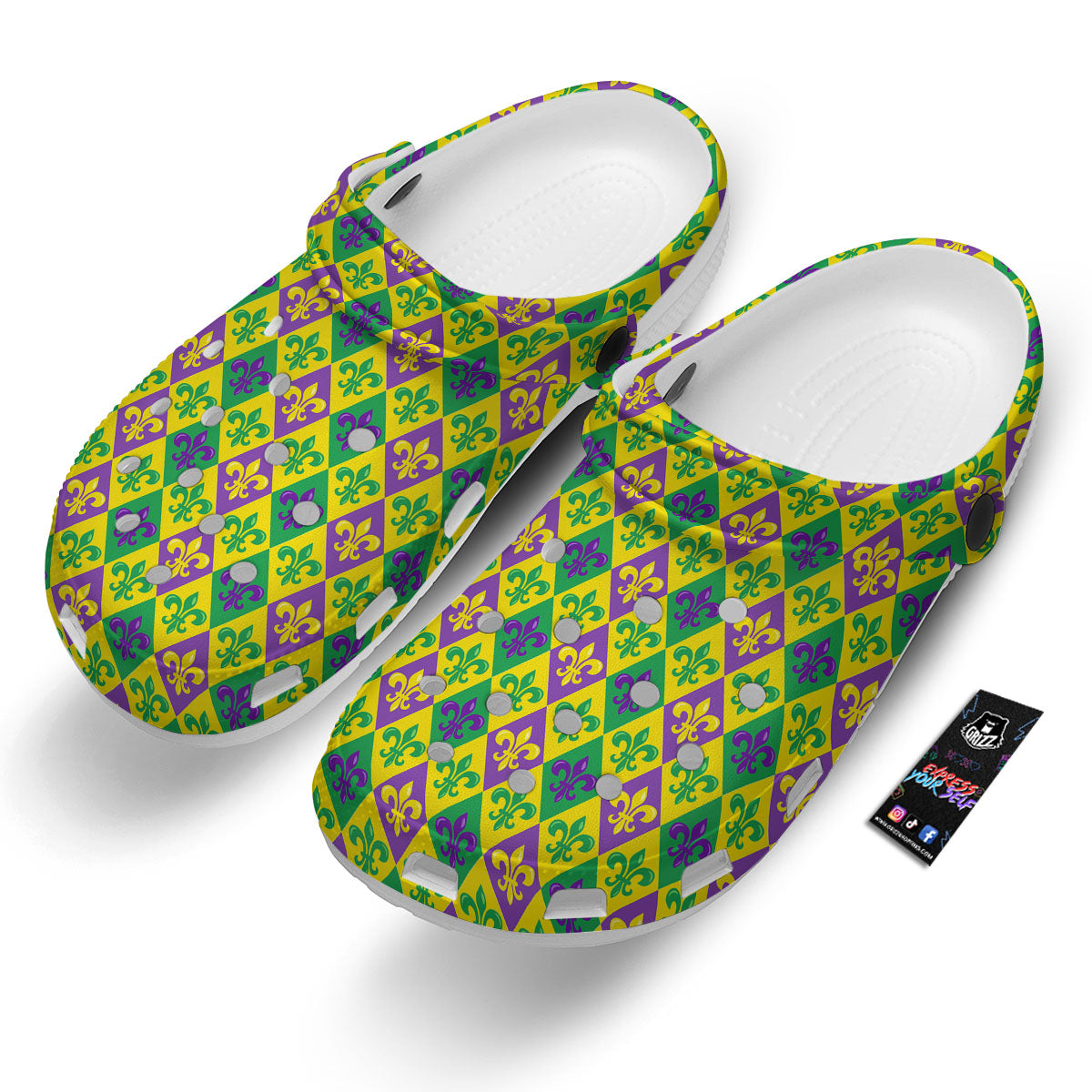 De Lis Mardi Gras Print Pattern Clog-grizzshop