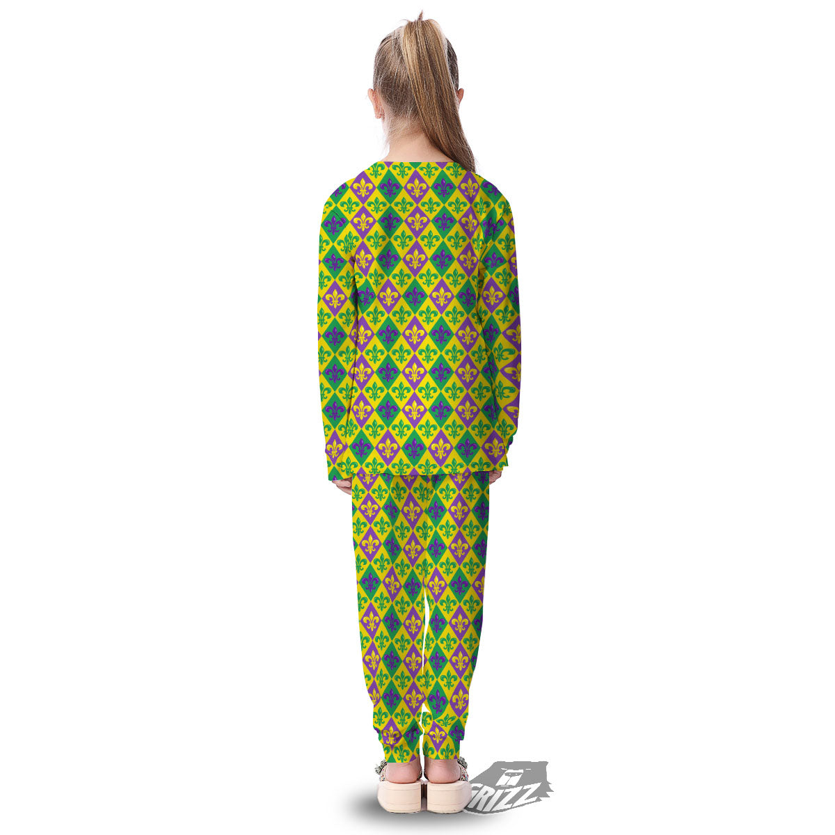 De Lis Mardi Gras Print Pattern Kid's Pajamas-grizzshop