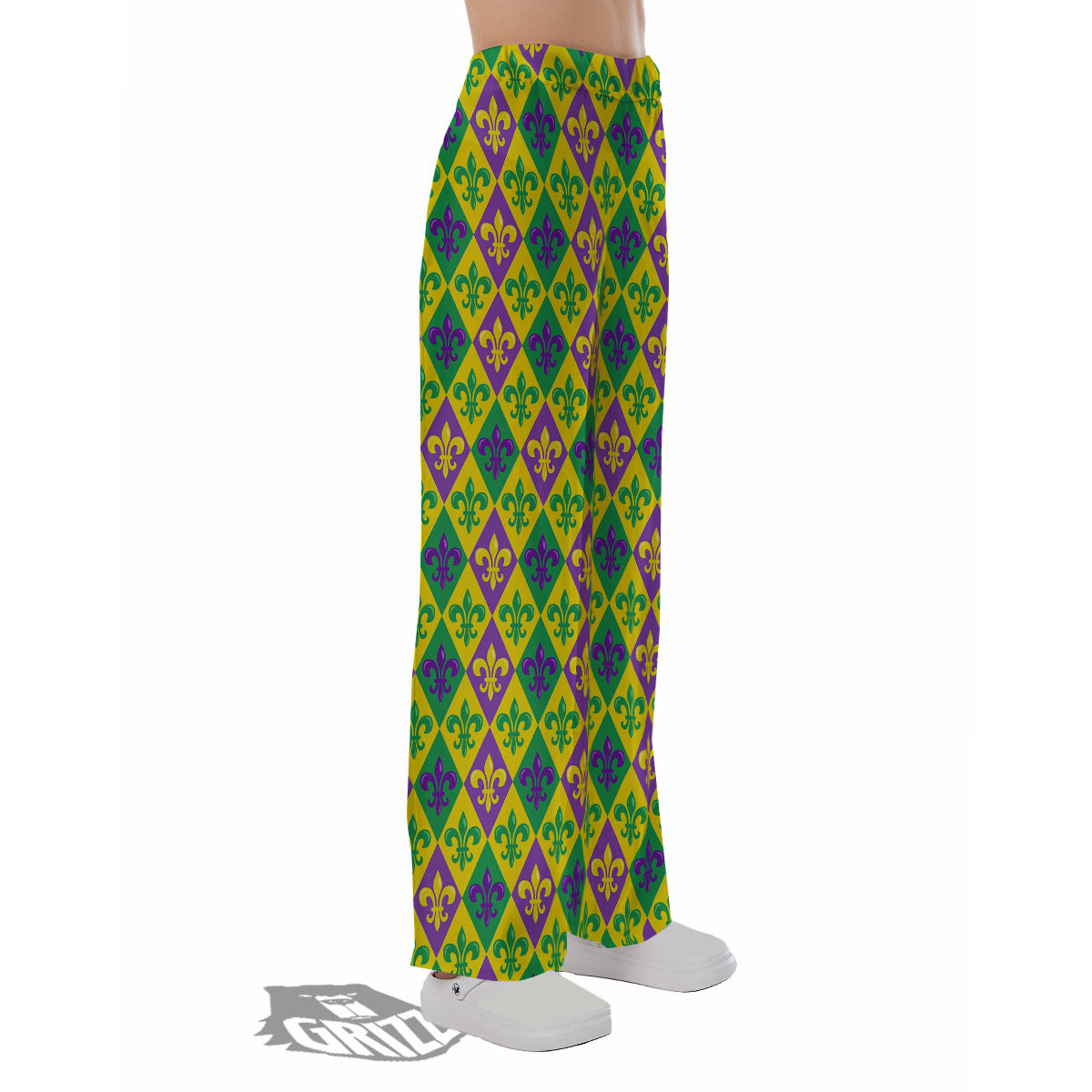 De Lis Mardi Gras Print Pattern Pajama Pants-grizzshop