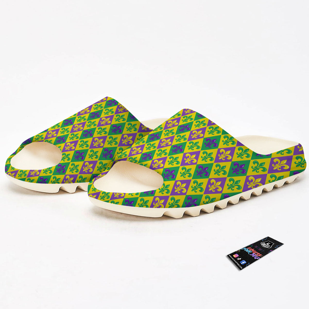 De Lis Mardi Gras Print Pattern Sandals-grizzshop