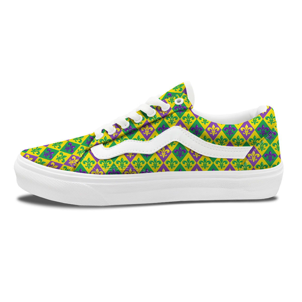 De Lis Mardi Gras Print Pattern Skate Shoes-grizzshop