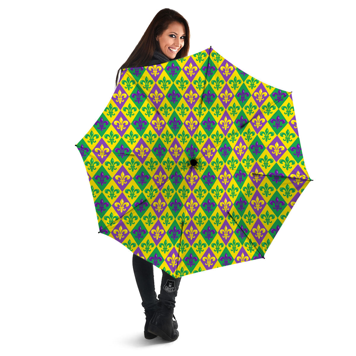 De Lis Mardi Gras Print Pattern Umbrella-grizzshop