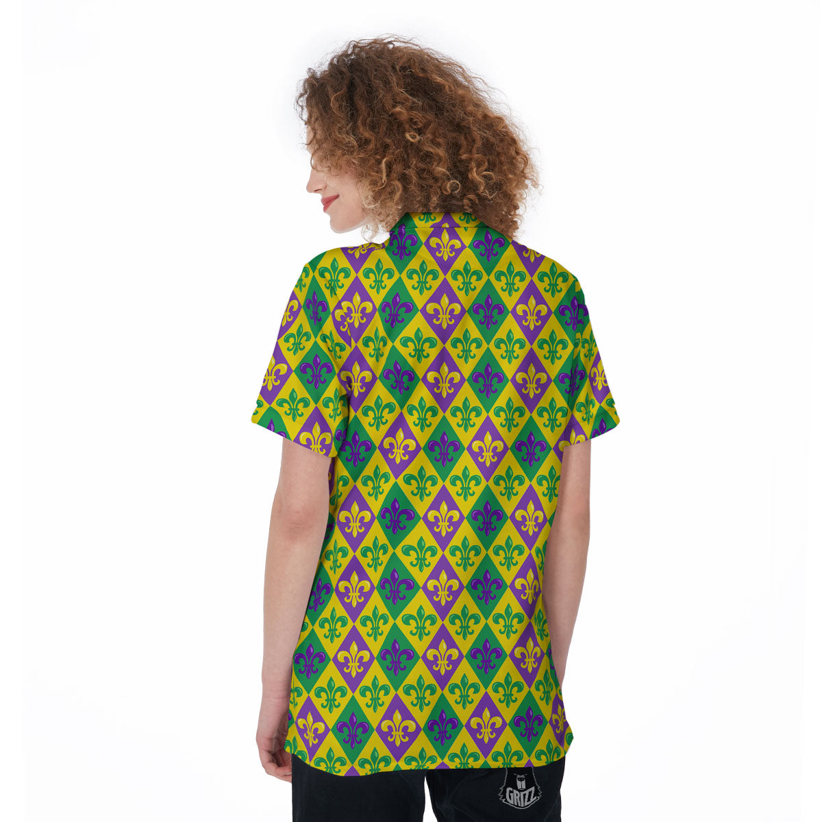 De Lis Mardi Gras Print Pattern Women's Golf Shirts-grizzshop