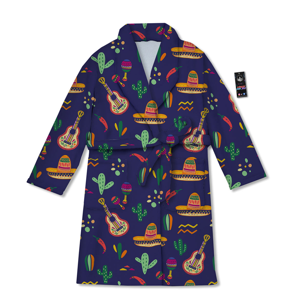 De Mayo Mexico Cinco Print Pattern Bathrobe-grizzshop