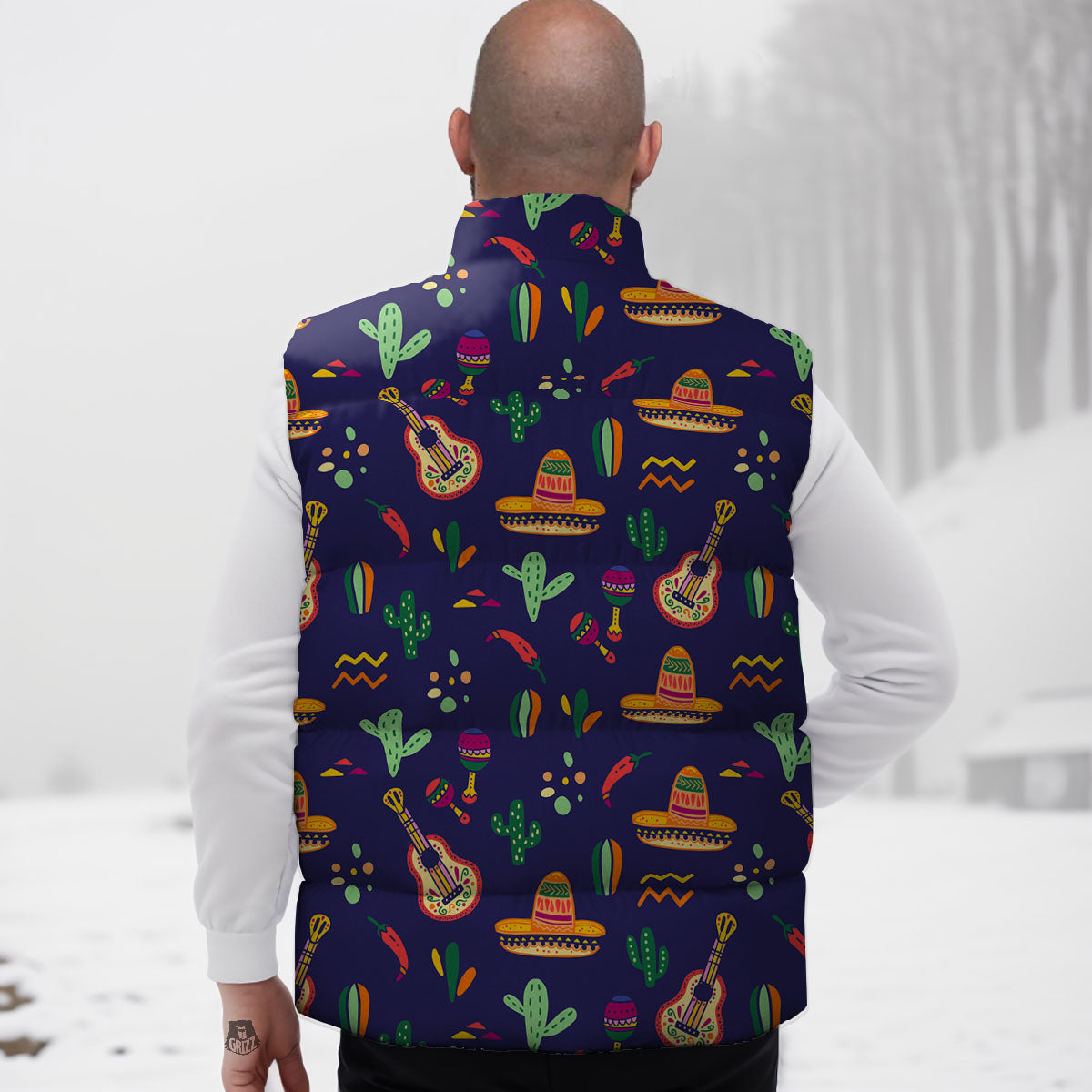 De Mayo Mexico Cinco Print Pattern Down Vest-grizzshop