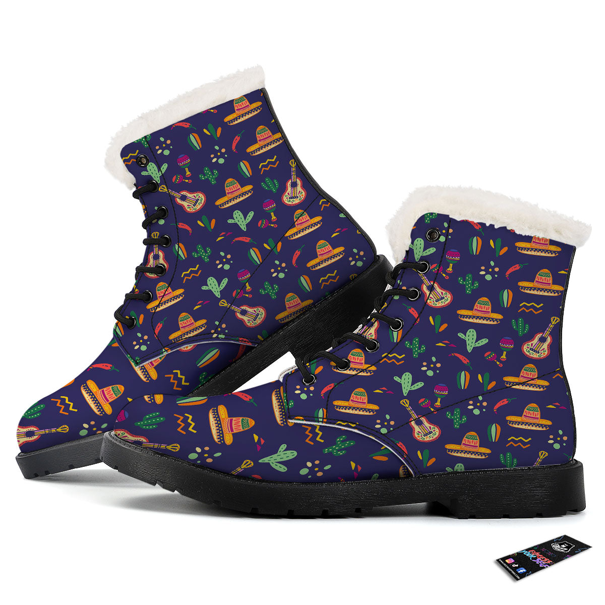 De Mayo Mexico Cinco Print Pattern Winter Boots-grizzshop