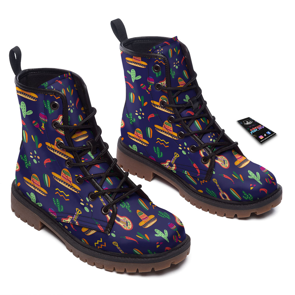 De Mayo Mexico Cinco Print Pattern Work Boots-grizzshop