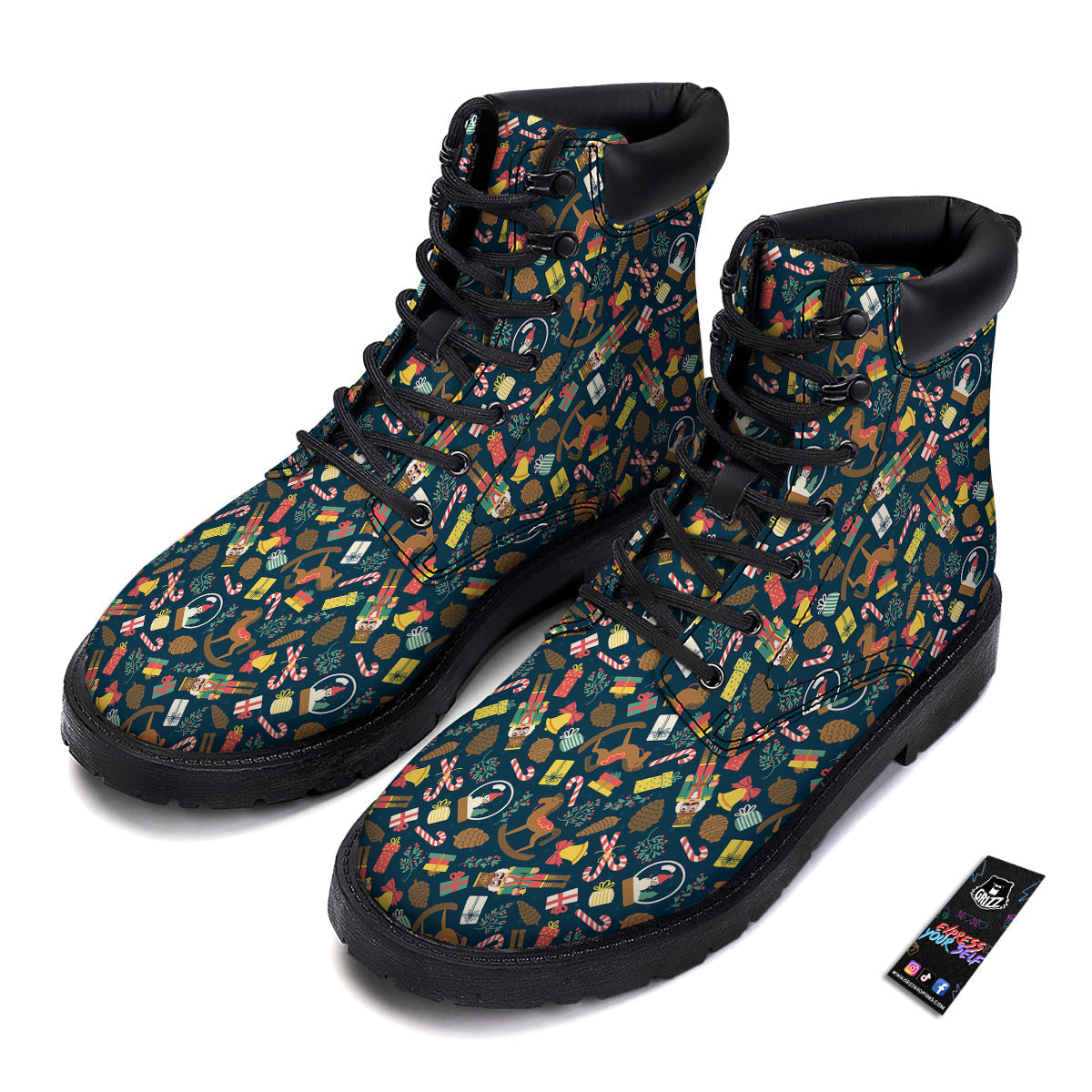 Decorations Christmas Print Pattern Boots-grizzshop