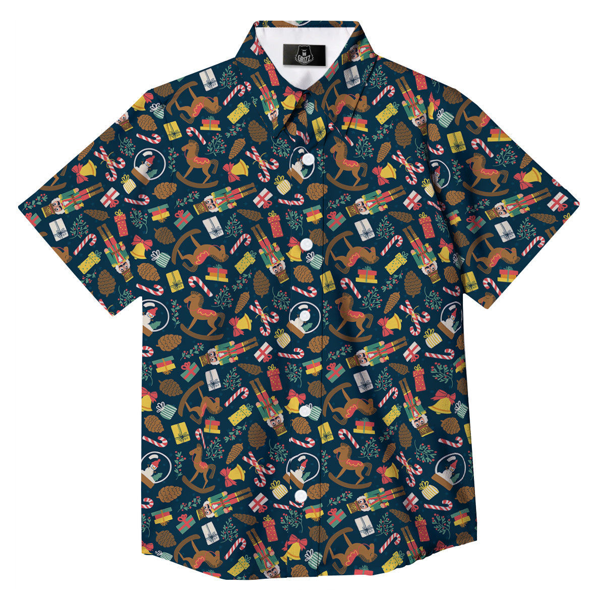 Decorations Christmas Print Pattern Button Up Shirt-grizzshop
