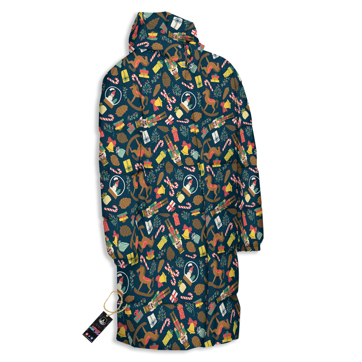 Decorations Christmas Print Pattern Long Down Jacket-grizzshop