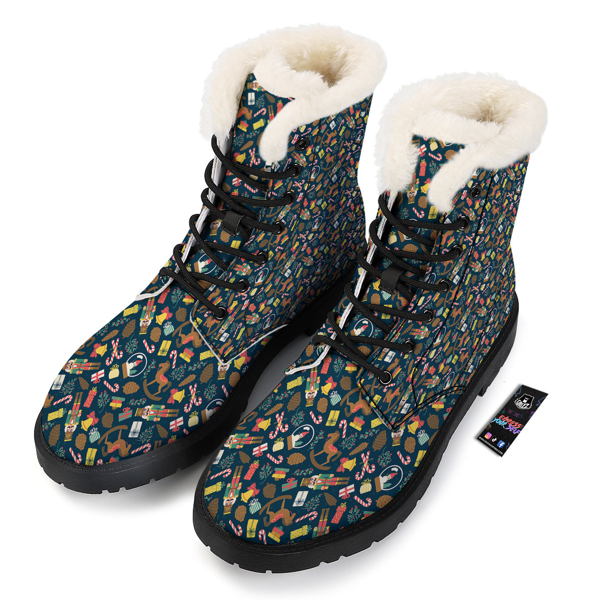 Decorations Christmas Print Pattern Winter Boots-grizzshop