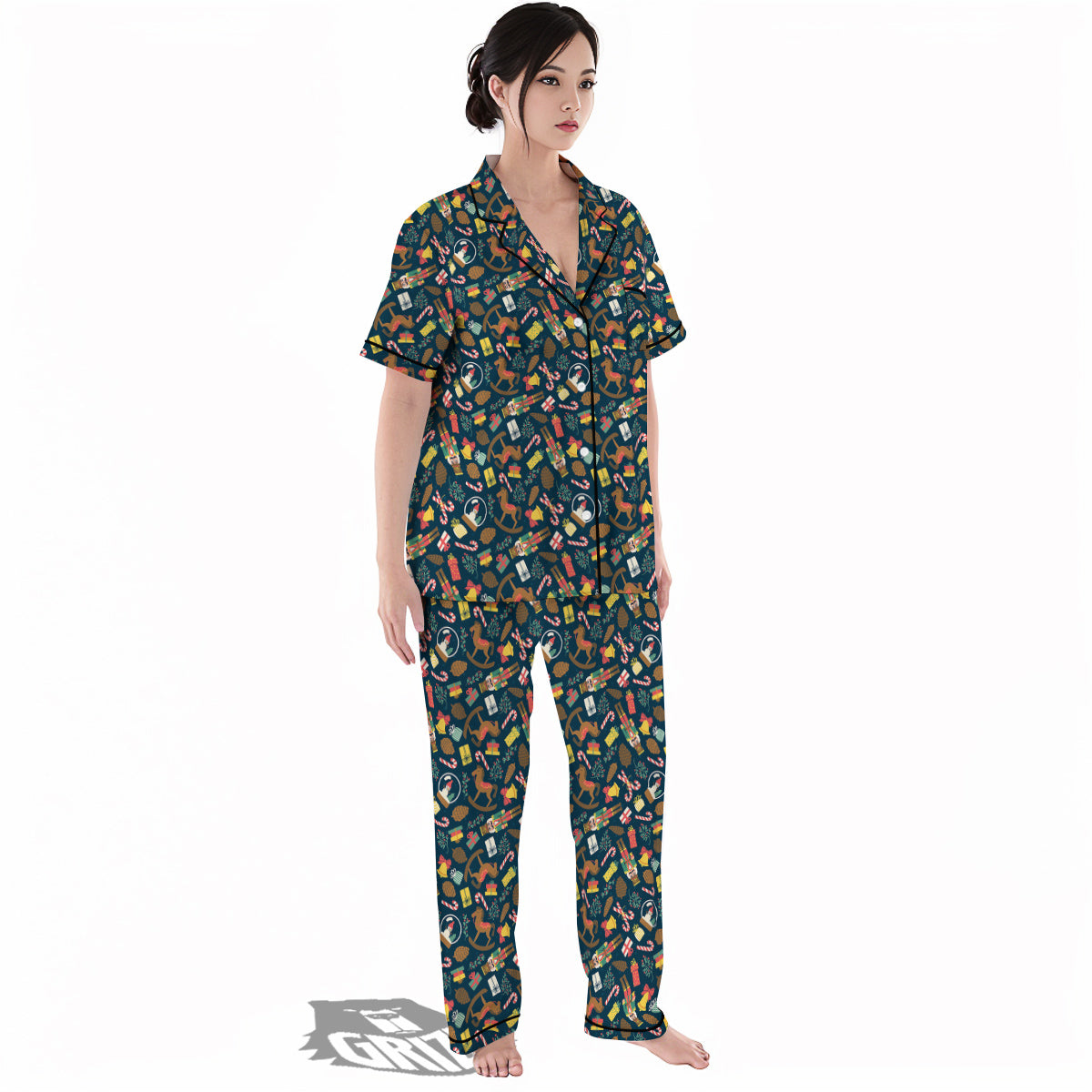 Decorations Christmas Print Pattern Women's Pajamas Set-grizzshop