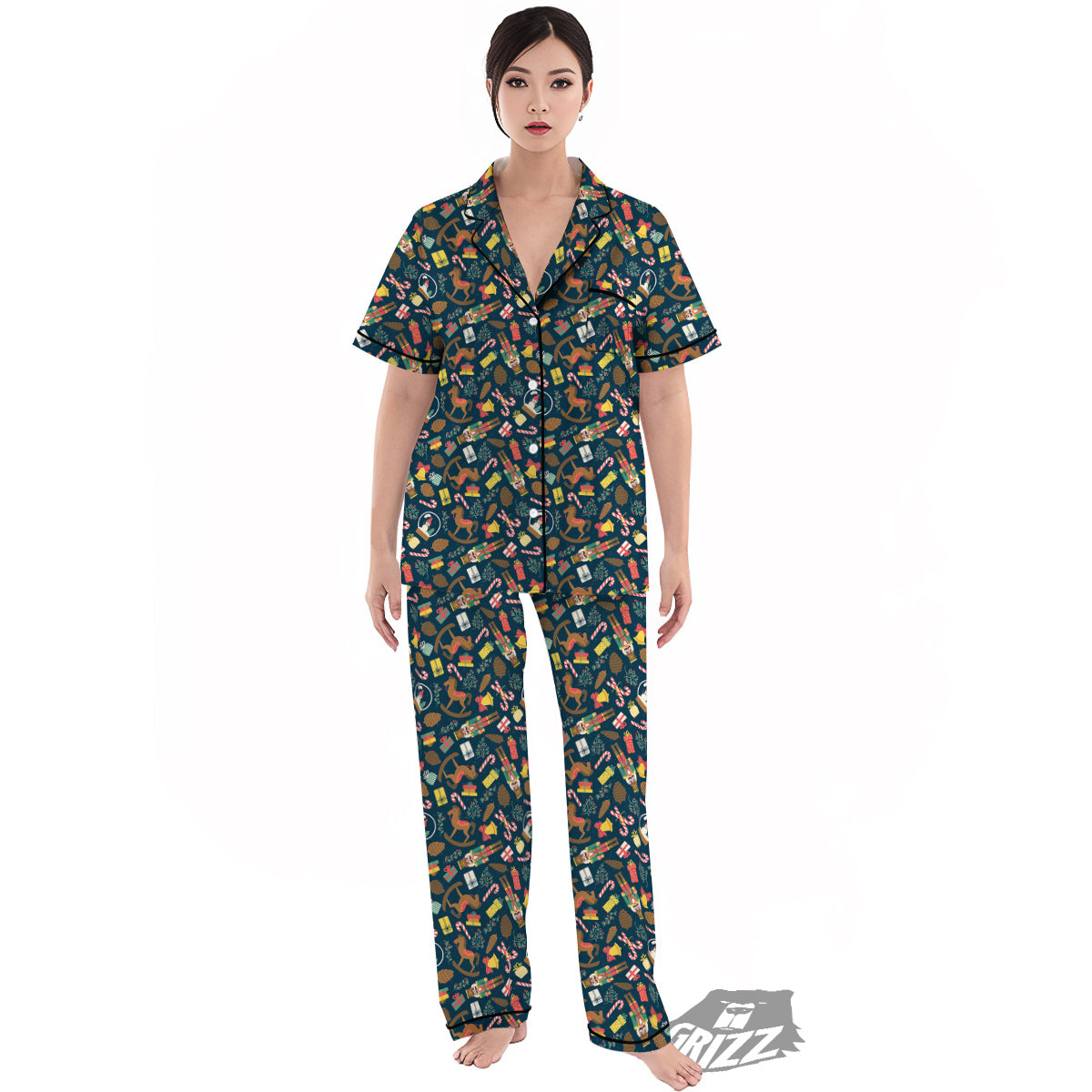 Decorations Christmas Print Pattern Women's Pajamas Set-grizzshop