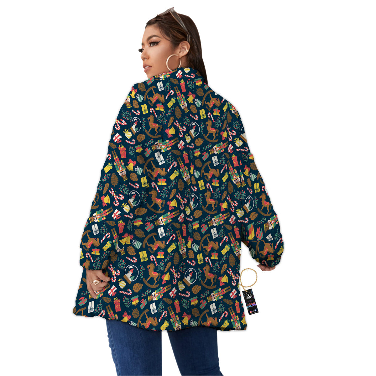 Decorations Christmas Print Pattern Women's Sherpa Jacket-grizzshop