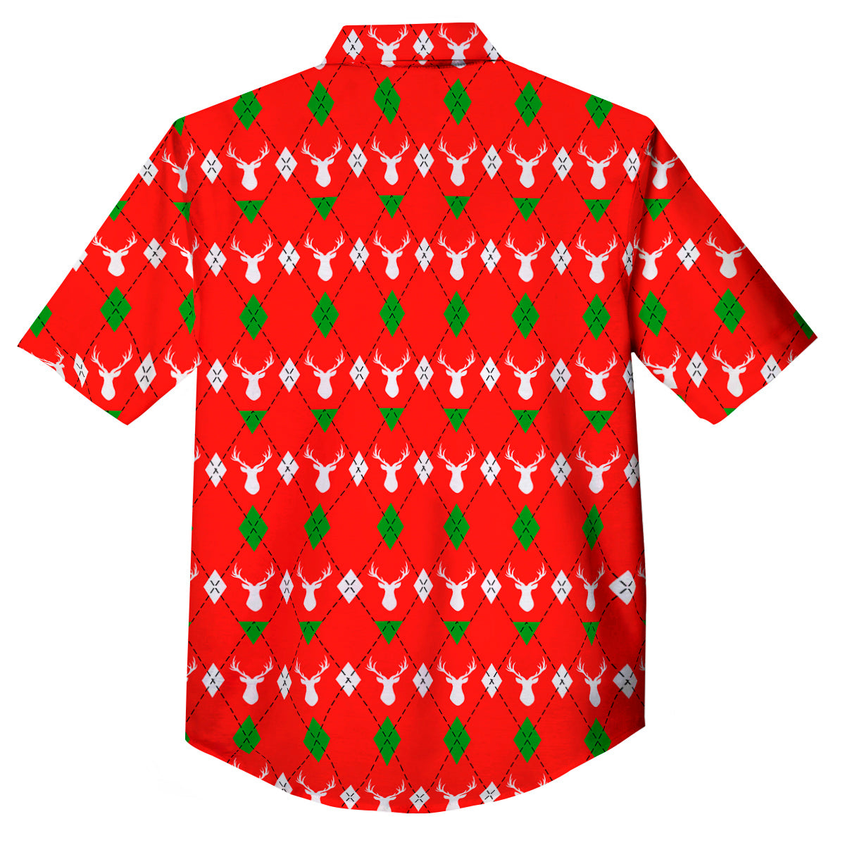 Deer Argyle Christmas Print Pattern Button Up Shirt-grizzshop