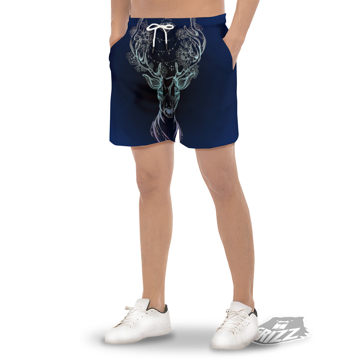 Deer Bohemian Spiritual Print Men's Gym Shorts-grizzshop