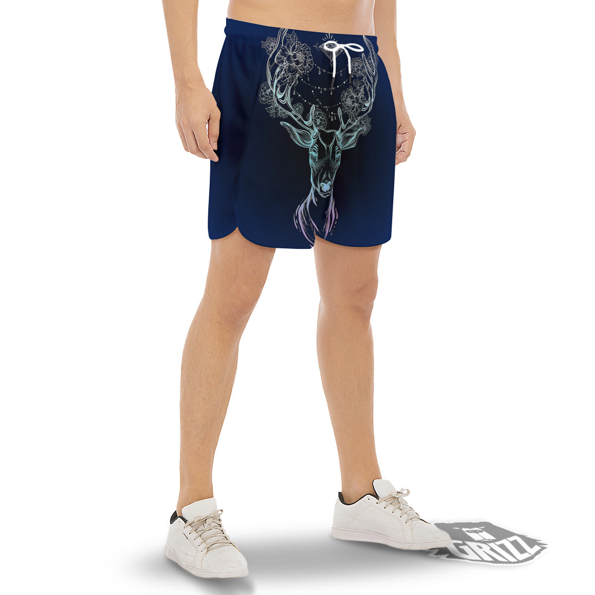 Deer Bohemian Spiritual Print Men's Gym Shorts-grizzshop