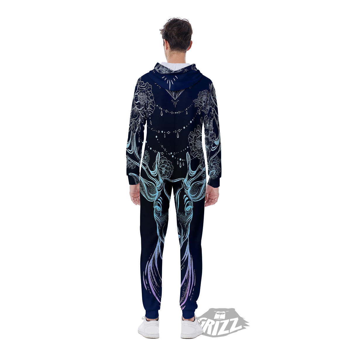 Deer Bohemian Spiritual Print Men's Jumpsuit-grizzshop
