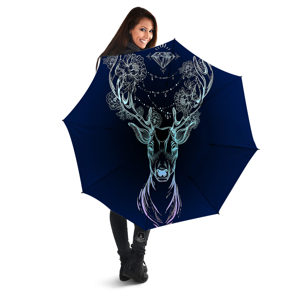 Deer Bohemian Spiritual Print Umbrella-grizzshop