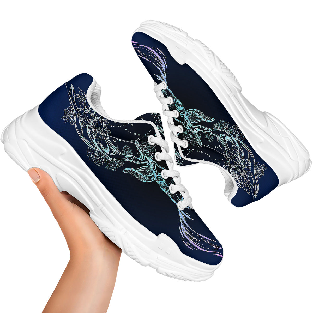 Deer Bohemian Spiritual Print White Chunky Shoes-grizzshop