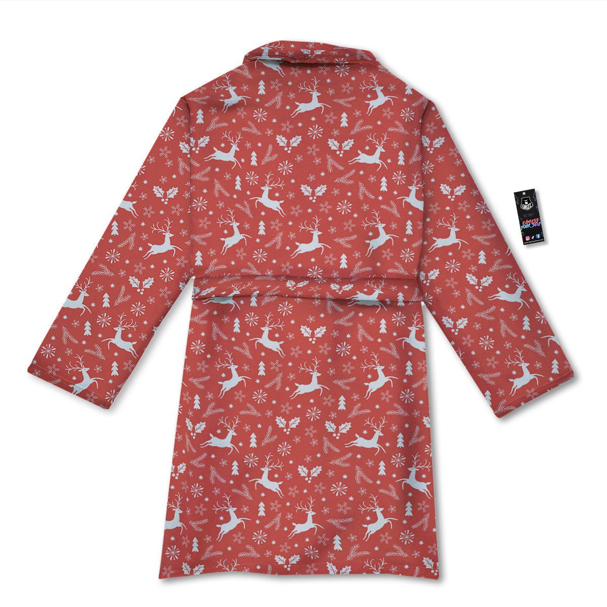 Deer Christmas Print Pattern Bathrobe-grizzshop