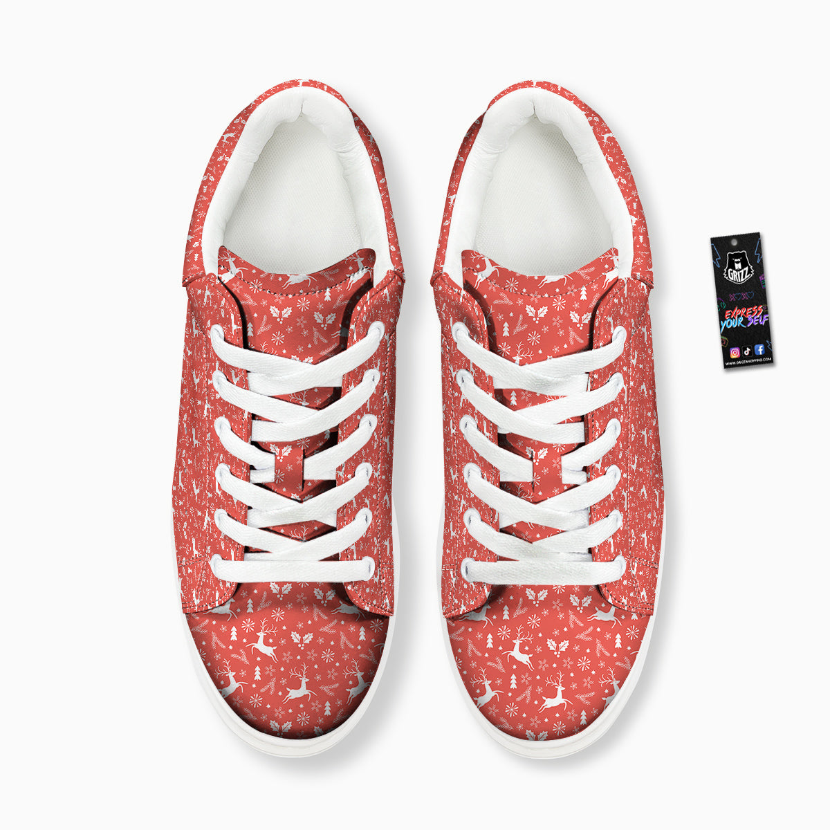 Deer Christmas Print Pattern Platform Shoes-grizzshop