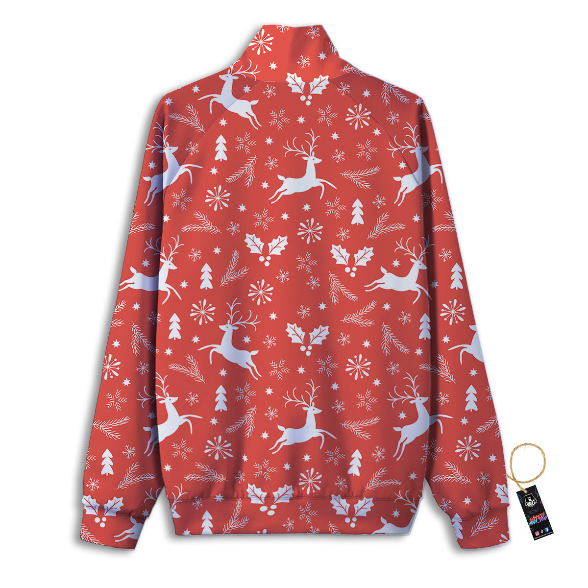 Deer Christmas Print Pattern Track Jacket-grizzshop