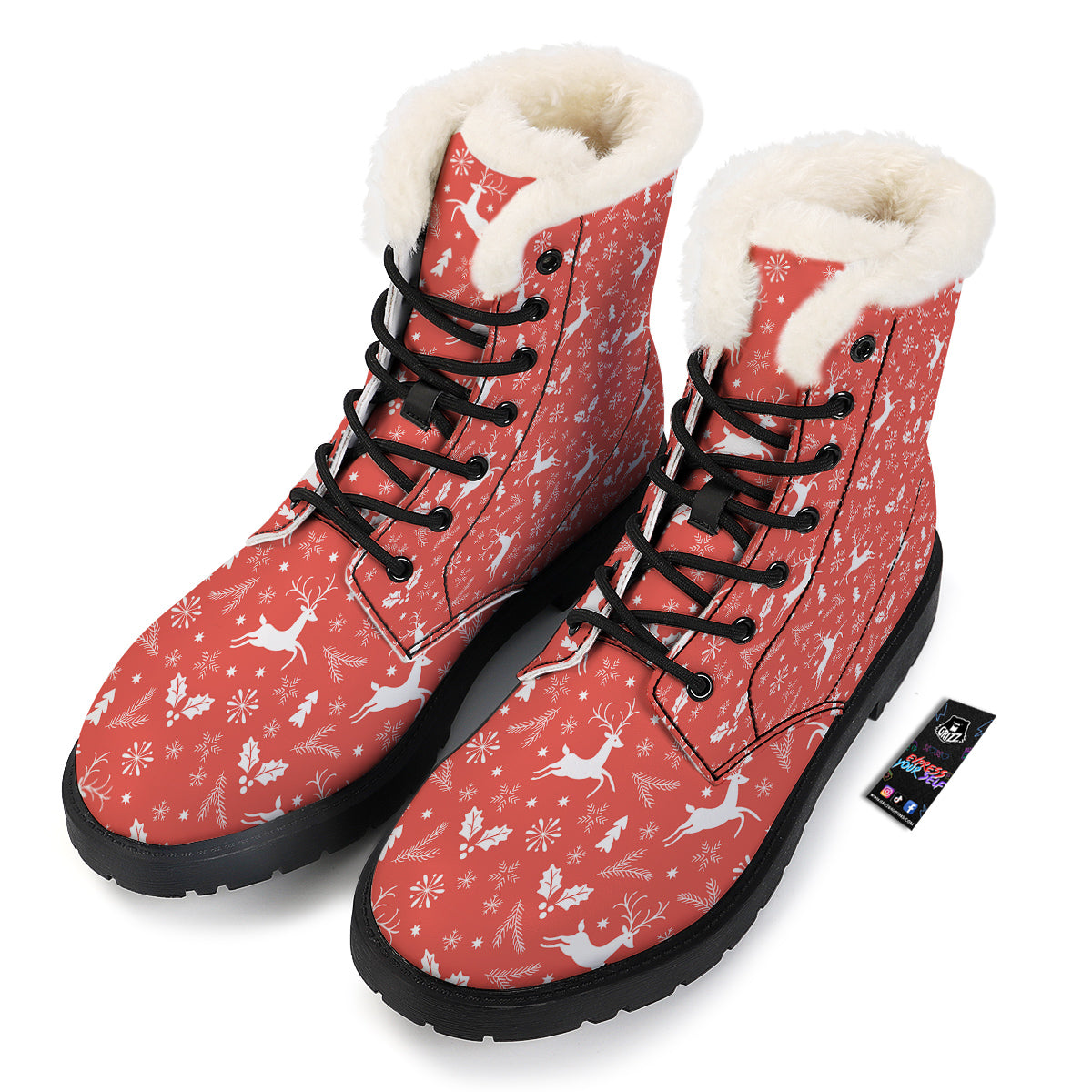 Deer Christmas Print Pattern Winter Boots-grizzshop