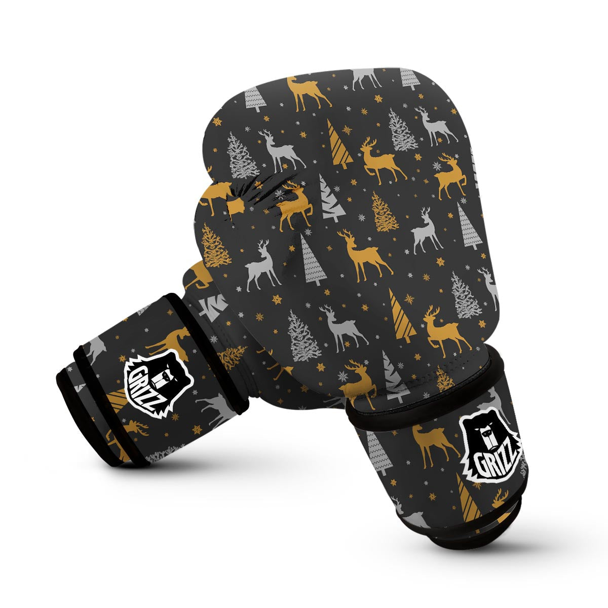 Deer Christmas Tree Pattern Print Boxing Gloves-grizzshop