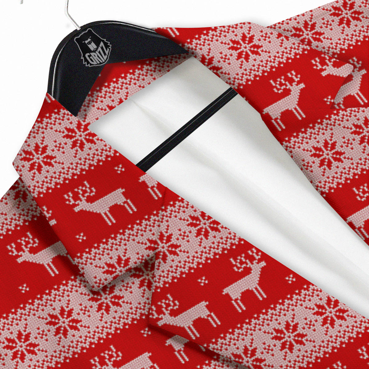 Deer Knitted Christmas Print Pattern Men's Sport Coat-grizzshop