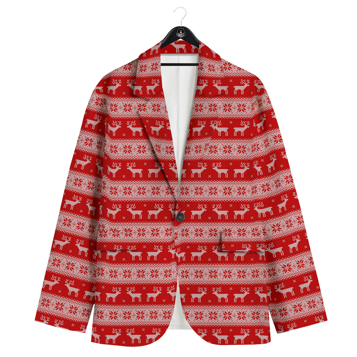 Deer Knitted Christmas Print Pattern Men's Sport Coat-grizzshop