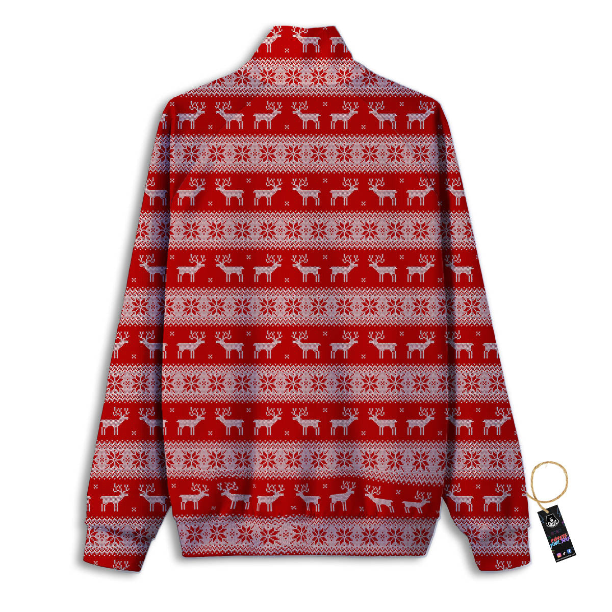 Deer Knitted Christmas Print Pattern Track Jacket-grizzshop